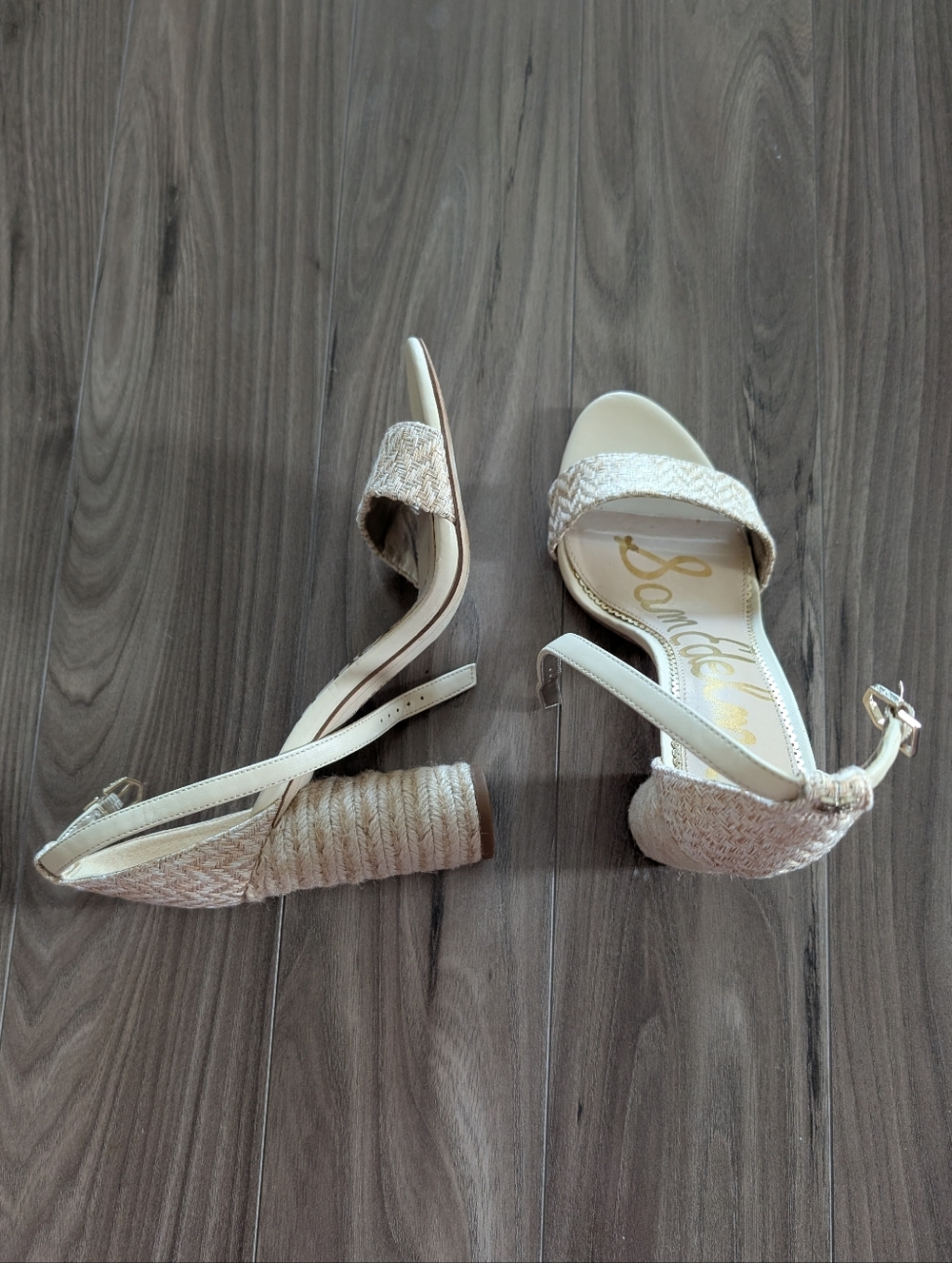 Sam Edelman Raffia Woven Circle Block Heel Sandals (Size 8) - Picture 3 of 9